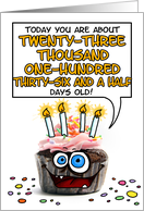 Happy Birthday 63 Years Old Crazy Cupcake Funny Days Old Math card
