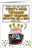 Happy Birthday 67 Years Old Crazy Cupcake Funny Days Old Math card