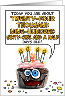 Happy Birthday 68 Years Old Crazy Cupcake Funny Days Old Math card