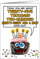 Happy Birthday 69 Years Old Crazy Cupcake Funny Days Old Math card