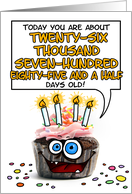 Happy Birthday 73 Years Old Crazy Cupcake Funny Days Old Math card