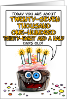 Happy Birthday 74 Years Old Crazy Cupcake Funny Days Old Math card