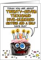 Happy Birthday 75 Years Old Crazy Cupcake Funny Days Old Math card