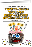 Happy Birthday 76 Years Old Crazy Cupcake Funny Days Old Math card