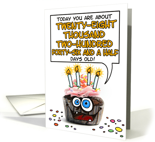 Happy Birthday 77 Years Old Crazy Cupcake Funny Days Old Math card