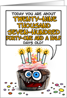 Happy Birthday 81 Years Old Crazy Cupcake Funny Days Old Math card