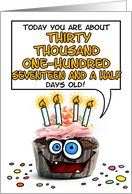 Happy Birthday 82 Years Old Crazy Cupcake Funny Days Old Math card