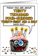 Happy Birthday 83 Years Old Crazy Cupcake Funny Days Old Math card