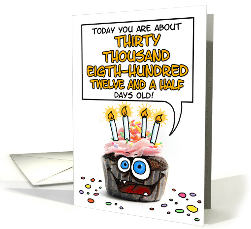 Happy Birthday 84 Years Old Crazy Cupcake Funny Days Old Math card