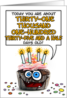 Happy Birthday 85 Years Old Crazy Cupcake Funny Days Old Math card