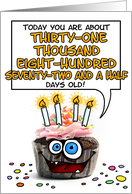 Happy Birthday 87 Years Old Crazy Cupcake Funny Days Old Math card