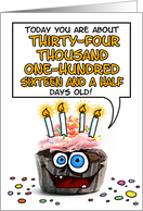 Happy Birthday 93 Years Old Crazy Cupcake Funny Days Old Math card
