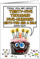 Happy Birthday 97 Years Old Crazy Cupcake Funny Days Old Math card