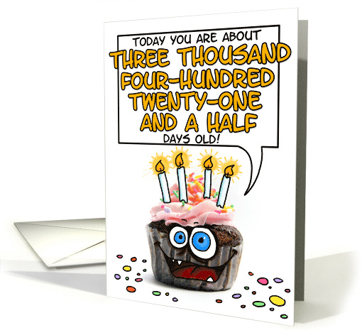 Happy Birthday 9 Years Old Crazy Cupcake Funny Days Old Math card