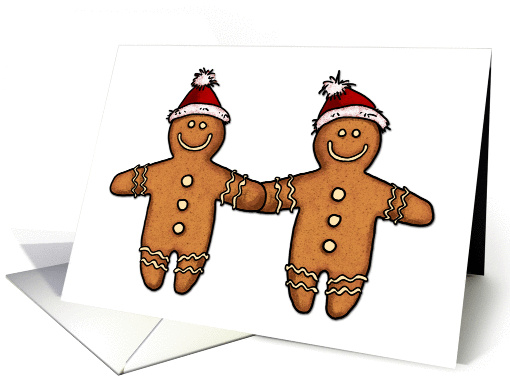 christmas - gay gingerbread men couple card (284096)