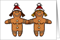 christmas - lesbian gingerbread couple card