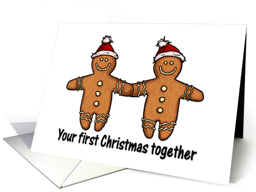your first christmas together - gay gingerbread couple card (284124)