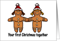 your first christmas together - lesbian gingerbread couple card