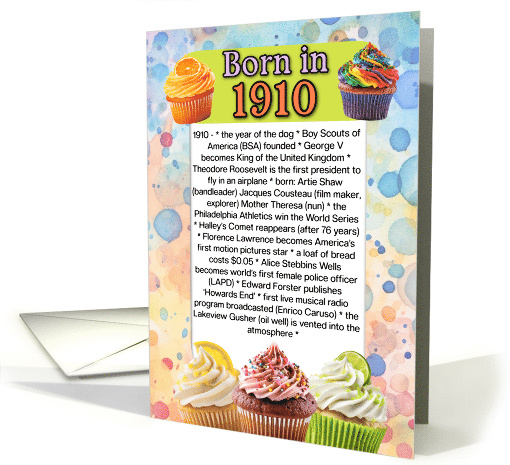 Born in 1910 What Happened in Your Birth Year card (287381)