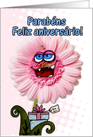 happy birthday flower - portuguese card