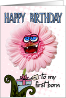happy birthday flower - first born card