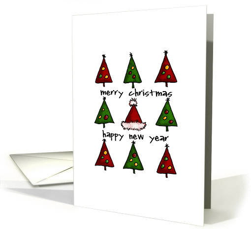 christmas - trees and hat card (308676)