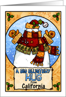 a big blustery hug from California card