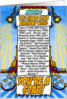 you share your birthday with - march 5 card