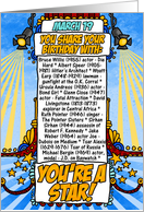 you share your birthday with - march 19 card
