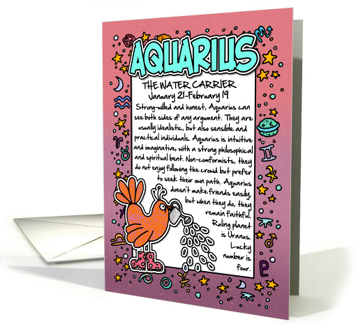 Zodiac Birthday - Aquarius card (392311)