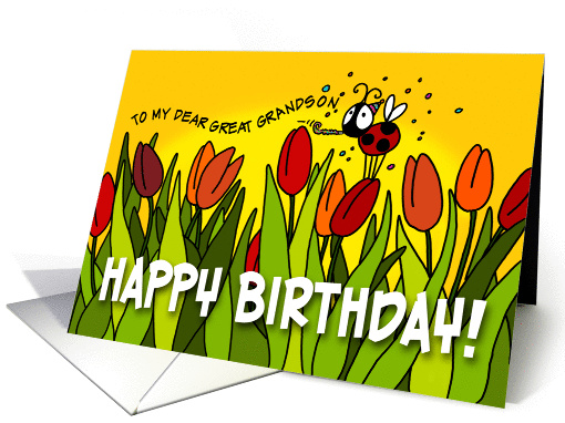 Happy Birthday tulips - great grandson card (395045)