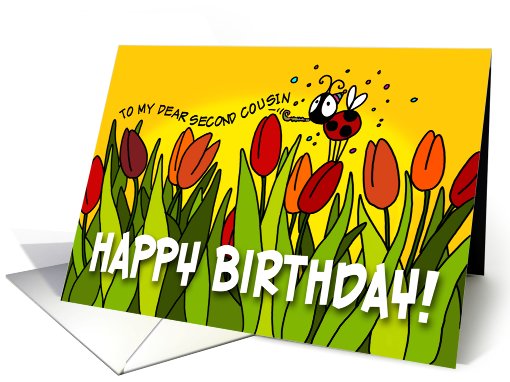 Happy Birthday tulips - second cousin card (405436)