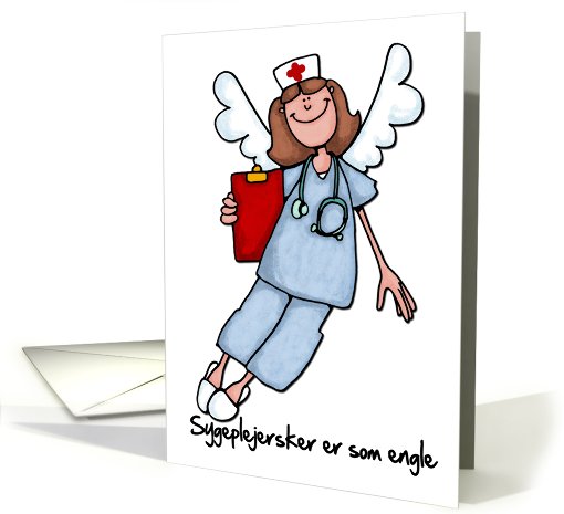danish nurses day card - Sygeplejersker er som engle card (406564)