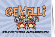 inviti festa di compleanno - Gemelli (Birthday party invitations - Gemini) card