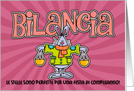 inviti festa di compleanno - Bilancia (Birthday party invitations - Libra) card