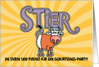 Geburtstag Einladungen - Stier (Birthday Party Invitations - Taurus) card