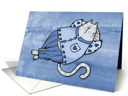 Blue Pyjama Kitty card (44184)