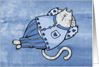 Blue Pyjama Kitty card