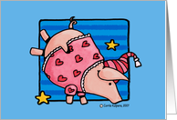 Pajama Party Piggy with Stars card