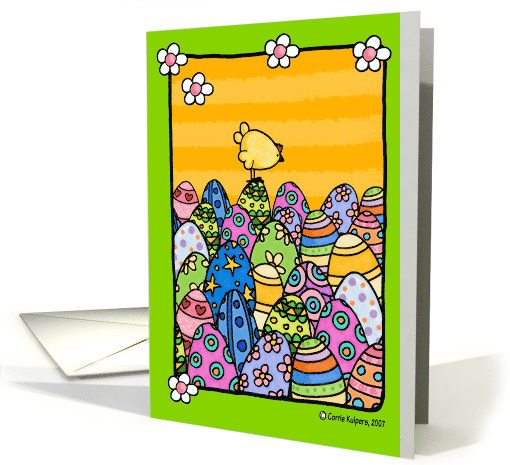 Easter Chick on Colorful Painted Eggs card (44323)