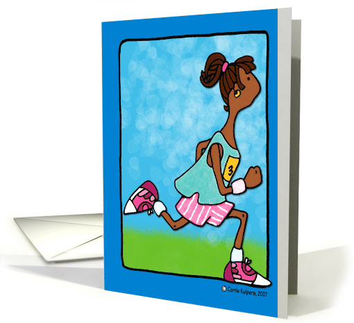 African American Running Woman card (44367)