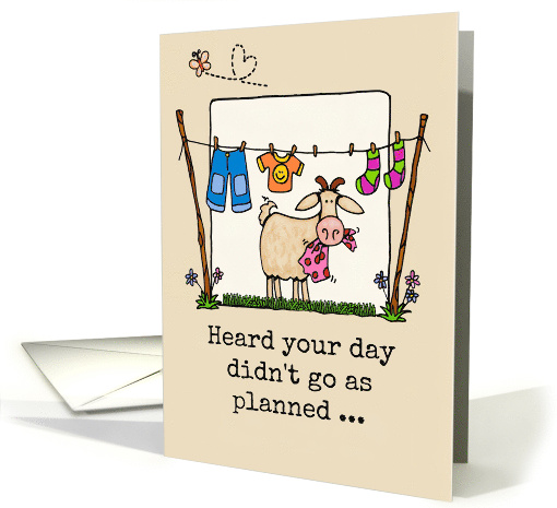 Having a Bad Day Encouragement Goat Eating Laundry card (45468)