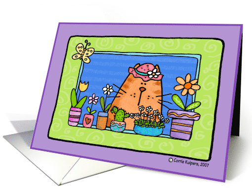 Thinking of You Gardening Kitty card (45550)