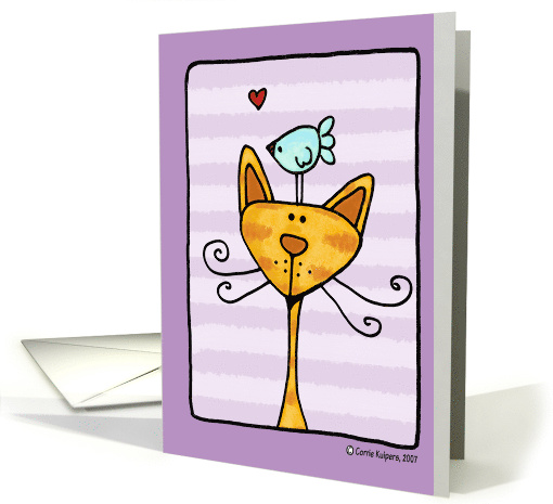 Friendship Cartoon Cat and Bird card (45676)