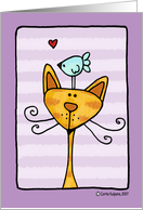 Friendship Cartoon Cat and Bird card