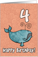 Happy Birthday whale - 4 years old card