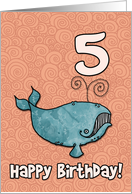 Happy Birthday whale - 5 years old card