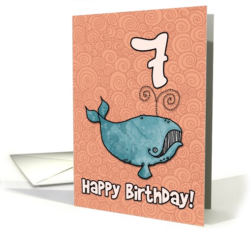 Happy Birthday whale - 7 years old card (457134)