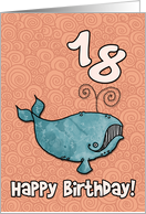 Happy Birthday whale - 18 years old card