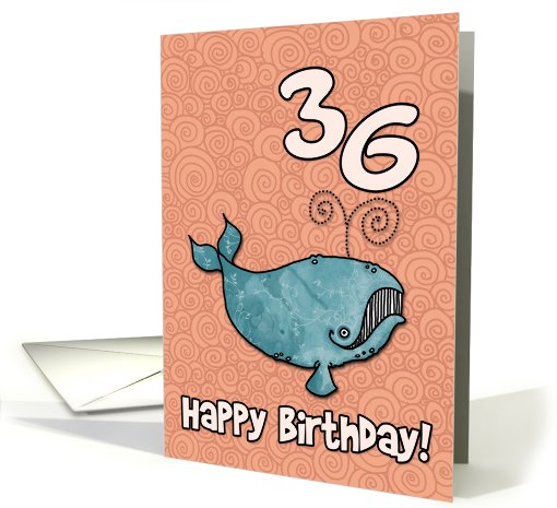 Happy Birthday whale - 36 years old card (457659)